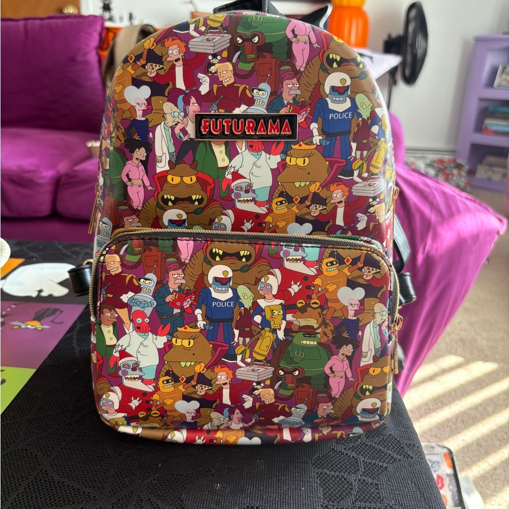 Futurama Group Allover Print Mini Backpack